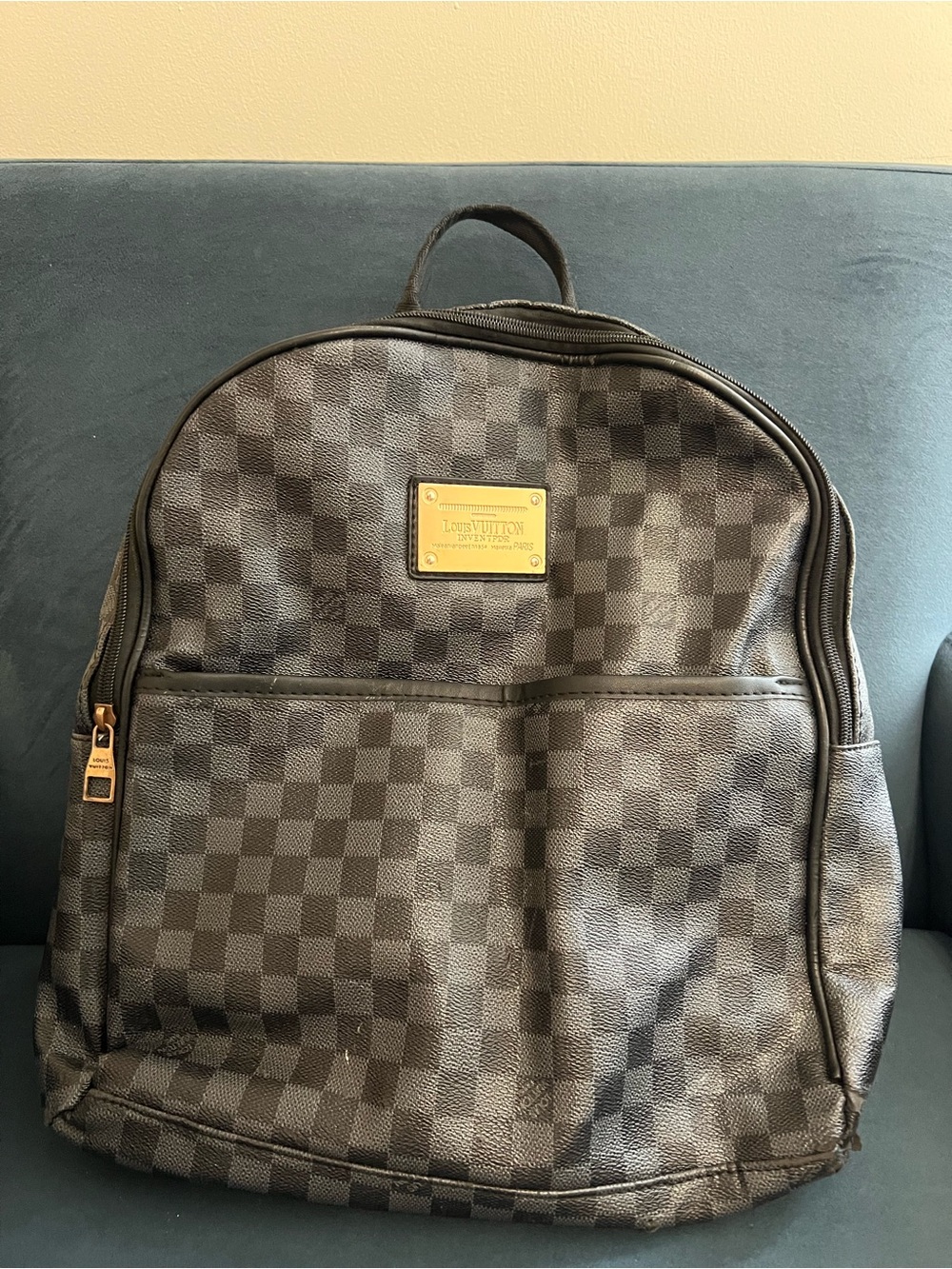 Louis Vuitton Brown Damier Graphite Canvas Backpack with Gold Plate